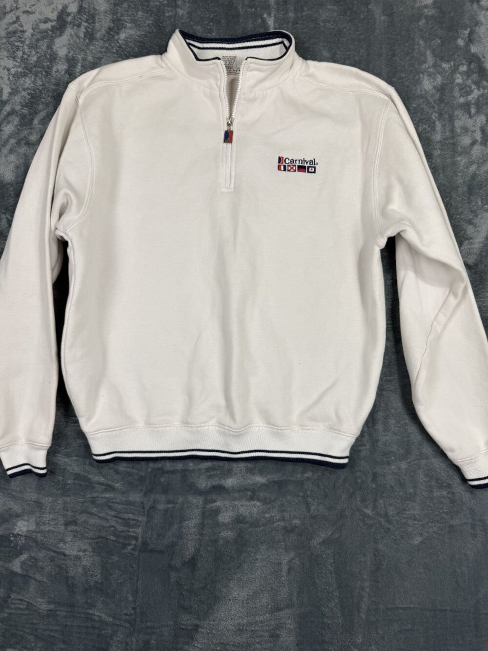 Carnival White 1/4 Zip Sweatshirt S/M Unisex Cotton Blend Embroidered Logo